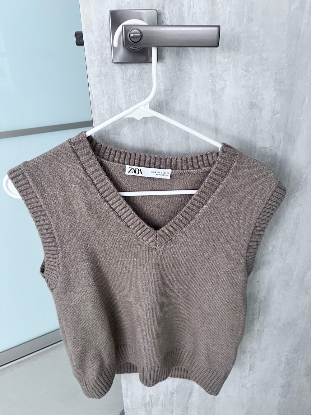 Zara taupe plain knit sweater vest